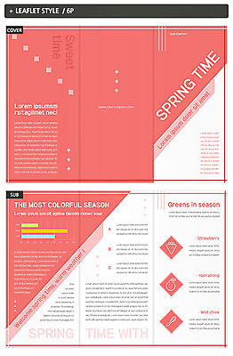 템플릿 표지디자인 표지 ZIP 내지 리플렛 분홍색 3단접지 팜플렛 사람없음 사각형 봄 인디자인 INDD 이미지템플릿 도형 계절 컬러 파일형식