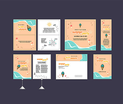 템플릿 배너템플릿 파도 아이스크림 이벤트 해변 사람없음 여름 세트 현수막 전단 엽서 초대장 약도 소봉투 행사세트 행사템플릿 AI파일 배너 계절 바다 지도 디저트 편지봉투 카드_감사 편지 홍보물 파일형식 벡터