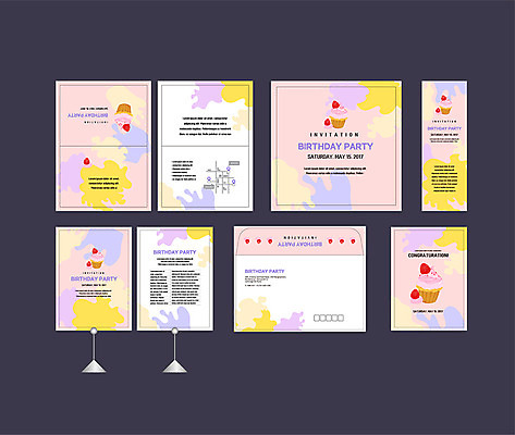 템플릿 배너템플릿 이벤트 사람없음 세트 현수막 생일 컵케이크 전단 엽서 초대장 축하카드 약도 생일카드 소봉투 행사세트 행사템플릿 AI파일 배너 기념일 지도 편지봉투 카드_감사 케이크 편지 홍보물 파일형식 벡터