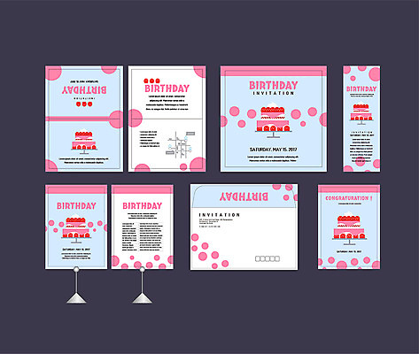 템플릿 배너템플릿 분홍색 이벤트 사람없음 세트 현수막 원형 생일 생일케이크 전단 엽서 초대장 축하카드 약도 생일카드 소봉투 행사세트 행사템플릿 AI파일 도형 배너 기념일 컬러 지도 편지봉투 카드_감사 케이크 편지 홍보물 파일형식 벡터