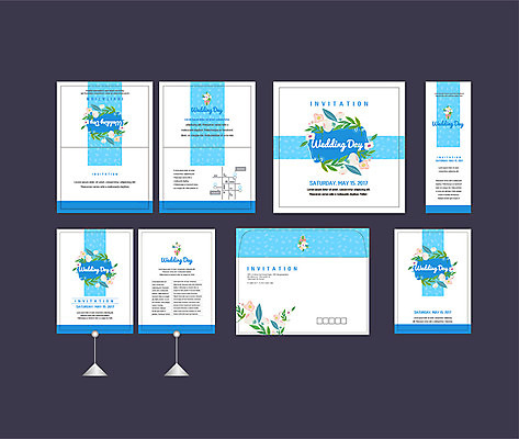 템플릿 배너템플릿 꽃 결혼 이벤트 사람없음 파란색 세트 현수막 전단 청첩장 엽서 초대장 약도 소봉투 행사세트 행사템플릿 AI파일 식물 배너 컬러 지도 편지봉투 카드_감사 편지 홍보물 파일형식 벡터