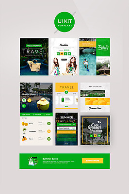 PSD 서양인 템플릿 여자 남자 웹템플릿 가방 과일 디자인시안 휴가 20대 성인 세명 초록색 여름휴가 바캉스 홈페이지 스노클링 코코넛 UI UI키트 이미지템플릿 외국인 잡화 컬러 사람 청년 수상스포츠 파일형식 여름_계절