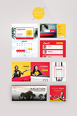 PSD 템플릿 여자 웹템플릿 디자인시안 여러명 20대 성인 여름휴가 바캉스 야자수 홈페이지 한국인 달력 서핑보드 카누 UI 성인여자만 UI키트 이미지템플릿 나무 다수 휴가 사람 동양인 청년 수상스포츠 보드_스포츠 여자만 성인만 파일형식 여름_계절