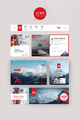 PSD 템플릿 해외 호수 해외여행 여행 웹템플릿 디자인시안 산 사람없음 빨간색 홈페이지 세일 비행 UI UI키트 이미지템플릿 컬러 파일형식