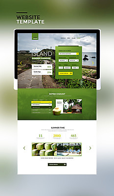 PSD 템플릿 바다 섬 웹템플릿 과일 사이트템플릿 해변 사람없음 초록색 여름휴가 바캉스 태블릿 홈페이지 홈페이지시안 코코넛 이미지템플릿 컬러 휴가 전자제품 스마트기기 파일형식 여름_계절