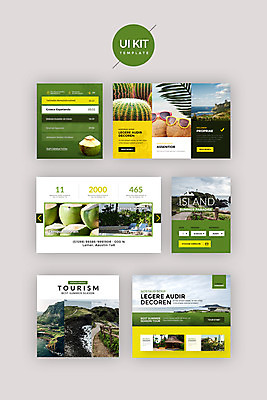 PSD 템플릿 바다 섬 웹템플릿 과일 디자인시안 사람없음 초록색 여름휴가 바캉스 홈페이지 코코넛 UI UI키트 이미지템플릿 컬러 휴가 파일형식 여름_계절