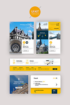 PSD 템플릿 해외여행 여행 웹템플릿 디자인시안 사람없음 건물 관광지 홈페이지 노란색 UI UI키트 이미지템플릿 해외 건축물 컬러 파일형식