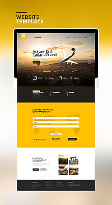 PSD 템플릿 해외여행 웹템플릿 사이트템플릿 비행기 사람없음 관광지 태블릿 홈페이지 노란색 홈페이지시안 열기구 이미지템플릿 해외 컬러 여행 항공교통 대중교통 전자제품 스마트기기 파일형식