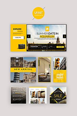 PSD 템플릿 해외여행 여행 웹템플릿 디자인시안 사람없음 건물 여름휴가 바캉스 홈페이지 노란색 세일 신호등 UI UI키트 이미지템플릿 해외 건축물 컬러 휴가 파일형식 여름_계절