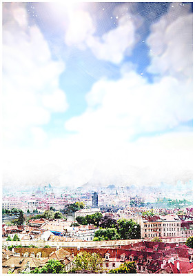 PSD 구름 해외풍경 유럽 백그라운드 일러스트 하늘 수채화 사람없음 건물 감성 국내일러스트 자연요소 해외 건축물 나라 컨셉 풍경 파일형식