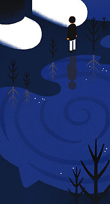 전신 PSD 나무 남자 감정 일러스트 발 한명 서기 성인 신체부위 수면 웅덩이 국내일러스트 식물 1 모션 사람 물 파일형식