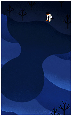 전신 PSD 나무 응시 남자 감정 일러스트 그림자 한명 앉기 성인 수면 무릎꿇기 국내일러스트 식물 1 시선 모션 사람 물 파일형식