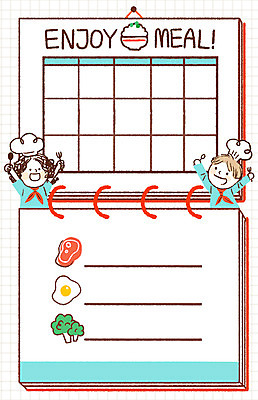 PSD 여자 남자 어린이 일러스트 프레임 육류 상반신 두명 계란 식사 달력 계획표 브로콜리 급식 식단표 프레임일러스트 어린이만 국내일러스트 채소 식재료 사람 알 계획 파일형식