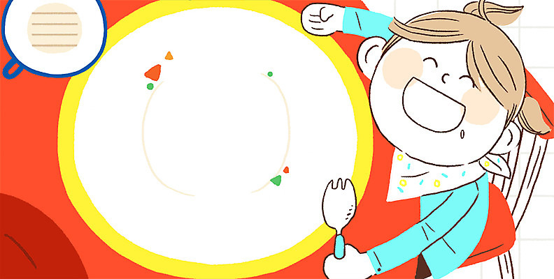 PSD 접시 여자 어린이 음식 일러스트 식탁 프레임 수저 한명 웃음 앉기 식사 급식 프레임일러스트 소녀만 국내일러스트 1 식기 모션 탁자 표정 사람 여자만 어린이만 파일형식