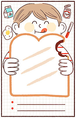 PSD 남자 어린이 음식 빵 일러스트 프레임 한명 상반신 식사 우유 계란프라이 잼 먹기 급식 프레임일러스트 소년만 국내일러스트 1 모션 유제품 사람 소스_음식 계란요리 남자만 어린이만 파일형식