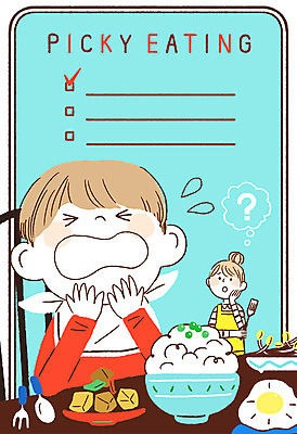 PSD 여자 남자 아들 어린이 음식 일러스트 밥 엄마 반찬 프레임 성인 두명 식사 울음 계란프라이 편식 프레임일러스트 어린이만 국내일러스트 가족 표정 사람 계란요리 식생활 파일형식