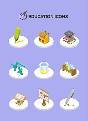 아이콘 교육 과학 세계지도 지도 학사모 책가방 실험 사람없음 책 수학 샤프 입체 비커 형광펜 아이소메트릭 2D아이콘 AI파일 모자_잡화 가방 졸업 교과목 실험기구 세계 펜 파일형식 벡터