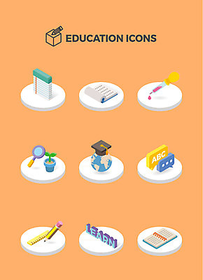 아이콘 영어 교육 화분 지구 과학 말풍선 학사모 돋보기 자 실험 사람없음 책 연필 공책 스포이트 입체 아이소메트릭 2D아이콘 AI파일 문자 모자_잡화 졸업 문구용품 학용품 필기구 피펫 파일형식 벡터