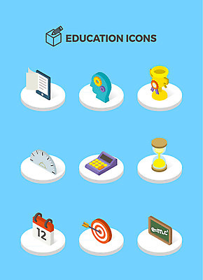 아이콘 교육 과학 사람없음 스마트기기 계산기 달력 전자책 목표 트로피 모래시계 입체 두뇌 각도기 아이소메트릭 IQ 2D아이콘 AI파일 모래 시계 컨셉 문구용품 전자제품 장비 상_우승 뇌 파일형식 벡터