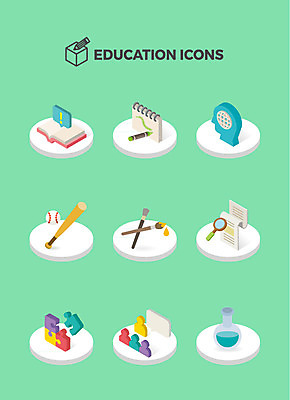 아이콘 교육 돋보기 수업 미술 사람없음 책 세계 야구 붓 퍼즐 느낌표 플라스크 입체 크레파스 아이소메트릭 IQ 2D아이콘 AI파일 기호 문화예술 학용품 실험기구 구기 파일형식 벡터