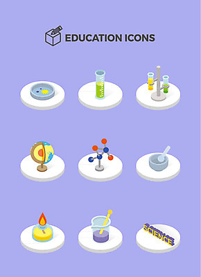 아이콘 교육 과학 실험 사람없음 지구본 입체 시험관 비커 막자사발 아이소메트릭 알코올램프 균 분자구조 샤레 실린더 2D아이콘 AI파일 실험기구 사발 파일형식 벡터