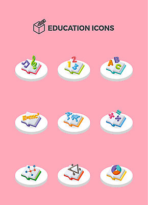 아이콘 기호 영어 교육 음악 과학 지도 그래프 사람없음 책 숫자 수학 입체 교과서 아이소메트릭 분자구조 지리 피타고라스 2D아이콘 AI파일 문자 교과목 문화예술 교재 수학공식 파일형식 벡터