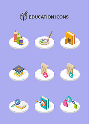 아이콘 교육 학사모 색연필 대화 미술 사람없음 책 정보 붓 팔레트 목표 입체 체크표시 아이소메트릭 2D아이콘 AI파일 모자_잡화 컨셉 졸업 문화예술 학용품 말하기 확인 파일형식 벡터