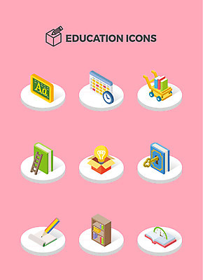 아이콘 알파벳 교육 시계 전구 사다리 열쇠 책장 사람없음 책 상자 연필 칠판 수레 달력 시간 시간표 입체 아이소메트릭 2D아이콘 AI파일 영어 가구 학용품 필기구 카트 도구 계획 파일형식 벡터