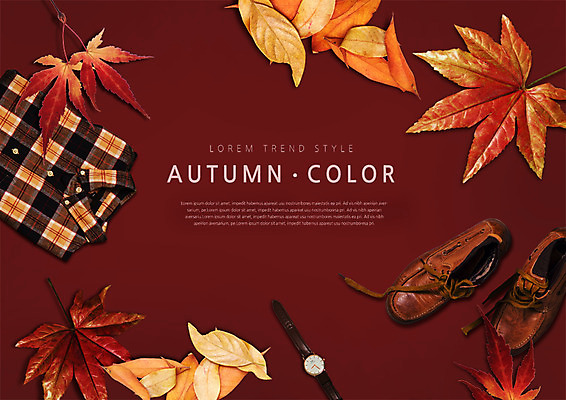 PSD 편집 편집이미지 단풍 남방 낙엽 사람없음 가을 손목시계 워커 이미지편집 계절 시계 신발 셔츠 잎 장신구 파일형식