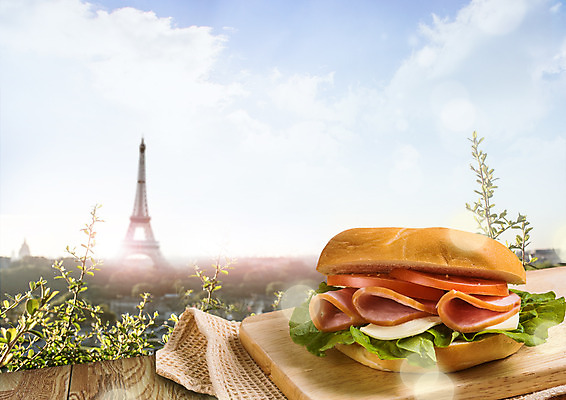 PSD 구름 편집 편집이미지 빵 토마토 하늘 샌드위치 사람없음 상추 에펠탑 천 햄 프랑스음식 이미지편집 자연요소 음식 채소 서양음식 육류 직물 파리 랜드마크 파일형식
