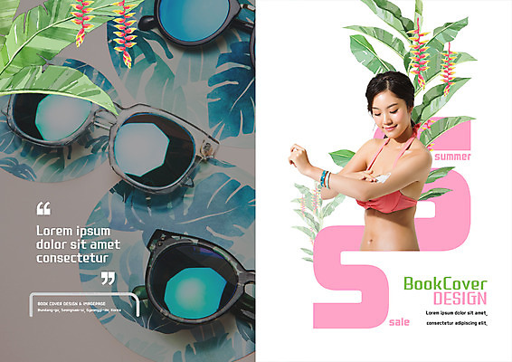 PSD 템플릿 편집 표지디자인 북디자인 출판디자인 여자 표지 리플렛 북커버 나뭇잎 한명 이벤트 팜플렛 상반신 20대 성인 여름 여름휴가 바캉스 쇼핑 비키니 선글라스 뷰티 세일 한국인 선크림 의료성형뷰티 성인여자한명만 이미지템플릿 1 계절 수영복 안경 잎 휴가 사람 동양인 청년 화장품 여자한명만 성인여자만 파일형식 여름_계절