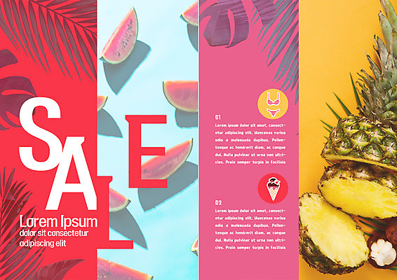 PSD 템플릿 편집 표지디자인 북디자인 출판디자인 내지 리플렛 북커버 과일 나뭇잎 여름음식 수박 이벤트 팜플렛 사람없음 여름 여름휴가 바캉스 쇼핑 비키니 세일 파인애플 아이스크림콘 망고스틴 제철음식 제철과일 이미지템플릿 계절 수영복 음식 잎 휴가 열대과일 콘 제철 파일형식 여름_계절