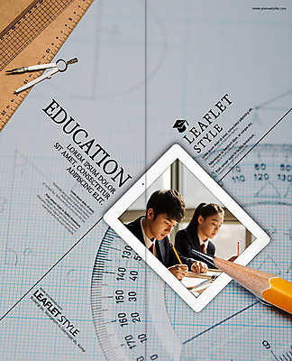 PSD 템플릿 편집 학생 표지디자인 북디자인 출판디자인 여자 교육 표지 남자 리플렛 2단접지 북커버 청소년 자 팜플렛 상반신 두명 태블릿 연필 한국인 청소년교육 컴파스 각도기 이미지템플릿 문구용품 학용품 사람 동양인 전자제품 스마트기기 필기구 파일형식