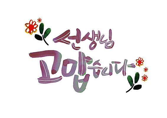 PSD 꽃 일러스트 캘리그라피 나뭇잎 글자캘리그라피 한글 사람없음 교사 스승의날 감사 국내일러스트 식물 직업 문자 기념일 감정 잎 파일형식