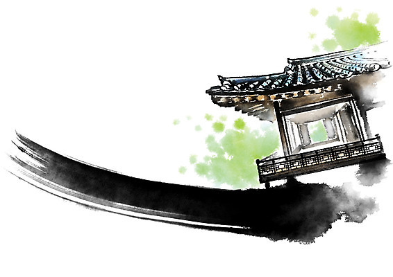 PSD 한국문화 한국전통 전통문화 한국건축 일러스트 캘리그라피 붓터치 한옥 기와집 사람없음 정자 국내일러스트 동양문화 전통 건축물 건축 문화 고건축 한국 파일형식