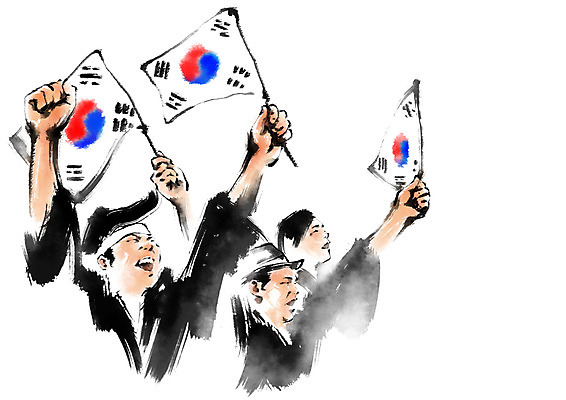 PSD 여자 남자 일러스트 캘리그라피 상반신 성인 세명 만세 한국사 태극기 한복 삼일절 애국심 광복절 독립운동 독립운동가 국내일러스트 한국전통 모션 사람 공휴일 역사 국기 전통의상 국경일 파일형식