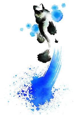 PSD 한마리 일러스트 캘리그라피 자연 붓터치 어류 사람없음 해산물 국내일러스트 1 수중동물 생태계 파일형식