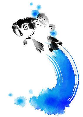 PSD 한마리 일러스트 캘리그라피 자연 붓터치 어류 사람없음 해산물 국내일러스트 1 수중동물 생태계 파일형식