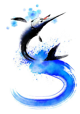 PSD 한마리 일러스트 캘리그라피 자연 붓터치 어류 사람없음 참치 해산물 국내일러스트 1 수중동물 생태계 파일형식