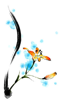 PSD 꽃 일러스트 캘리그라피 자연 붓터치 사람없음 두송이 국내일러스트 식물 2 생태계 파일형식