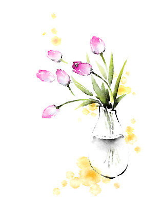 PSD 꽃 여러송이 일러스트 캘리그라피 자연 사람없음 꽃병 봄 튤립 국내일러스트 식물 계절 다수 생태계 파일형식