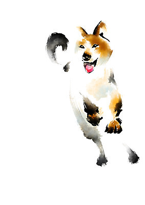 PSD 한마리 일러스트 캘리그라피 사람없음 십이지신 개 개띠 메롱 반려 국내일러스트 1 포유류 모션 파일형식