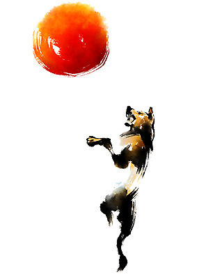 PSD 한마리 일러스트 캘리그라피 사람없음 태양 점프 십이지신 개 개띠 반려 국내일러스트 자연요소 1 포유류 모션 파일형식