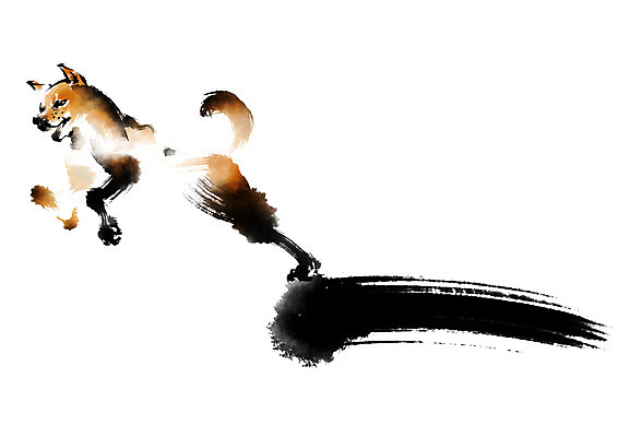 PSD 한마리 일러스트 캘리그라피 붓터치 사람없음 달리기 십이지신 개 개띠 반려 국내일러스트 1 포유류 모션 파일형식