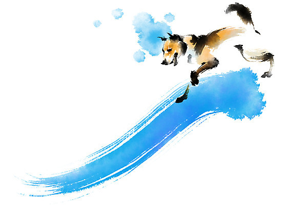 PSD 한마리 일러스트 캘리그라피 붓터치 사람없음 달리기 십이지신 개 개띠 반려 국내일러스트 1 포유류 모션 파일형식