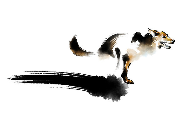 PSD 한마리 일러스트 캘리그라피 붓터치 사람없음 달리기 십이지신 개 개띠 반려 국내일러스트 1 포유류 모션 파일형식