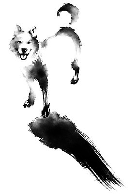 PSD 한마리 일러스트 캘리그라피 붓터치 사람없음 십이지신 개 개띠 반려 국내일러스트 1 포유류 파일형식