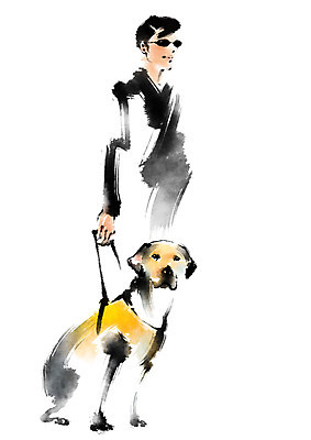 PSD 한마리 남자 일러스트 캘리그라피 한명 성인 선글라스 개 장애인 목줄 반려 시각장애인 안내견 국내일러스트 1 안경 포유류 사람 장애 파일형식 반려용품