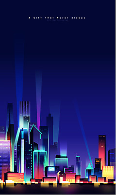 백그라운드 야경 일러스트 빌딩 사람없음 건물 빛 강 도시풍경 반사 광선 도시 화려 네온 그라데이션 도시백그라운드 국내일러스트 AI파일 건축물 컨셉 풍경 야간 파일형식 벡터 풍경_경치