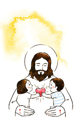 PSD 여자 남자 기독교 종교 어린이 일러스트 안기 수채화 사랑 상반신 성인 세명 하트 심장 예수 번짐 국내일러스트 모양 감정 모션 사람 장기_의학 신_종교 파일형식 효과